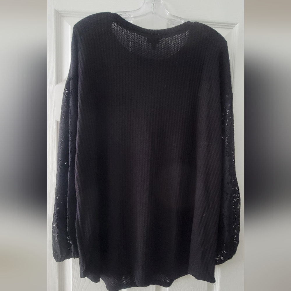 Torrid Waffle Knit Tunic Top w/ Lace Sleeves – NWT – Size 1X (14/16) - Picture 5 of 5